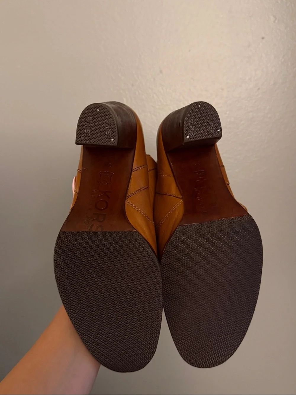 Michael Kors Cognac Brown Genuine Leather Knee High Block Heel Boots